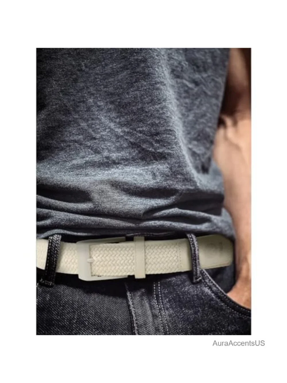 Men's Stretch Golf Belt Braided Elastic Polyester Blend Buckle Casual